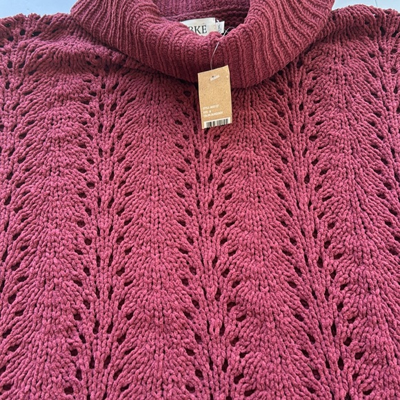 Buckle Chenille Burgundy Turtleneck Sweater size Medium oversized - Picture 4 of 10